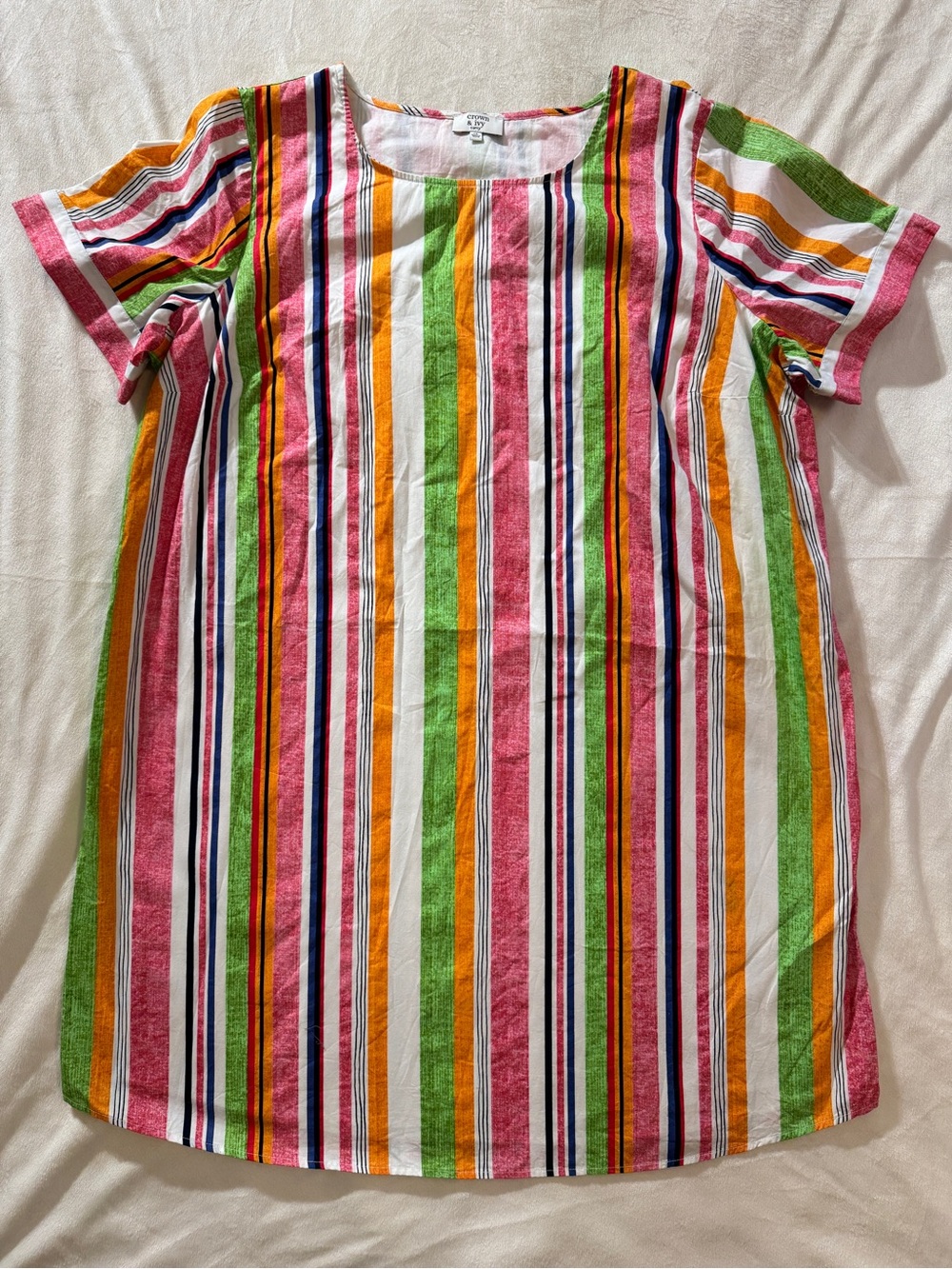 100% Cotton Bright Multicolor Striped Dress